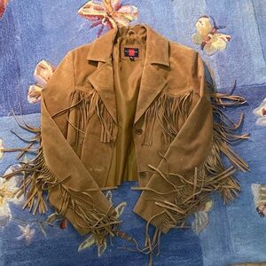 Leather fringe jacket